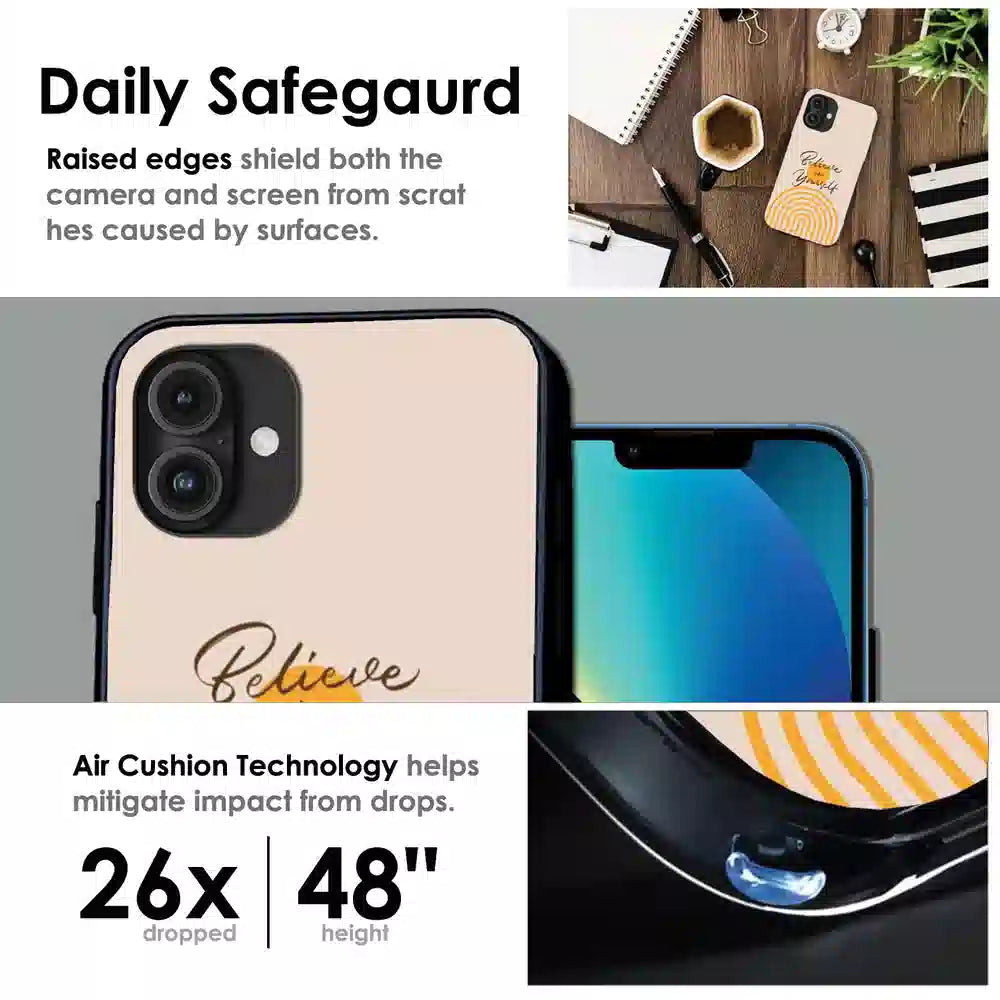 Believe in Yourself Minimal - Glossy Metal Silicone Case For Apple iPhone Infographic