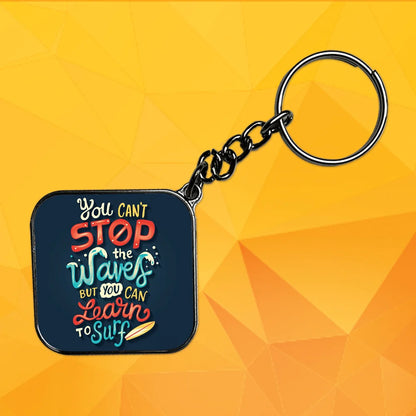 Learn To Surf - Keychain With Silver Border (Pack Of 2)