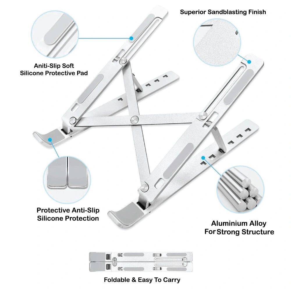 Adjustable Aluminium Laptop Stand Infographic