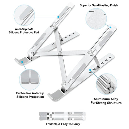 Adjustable Aluminium Laptop Stand Infographic