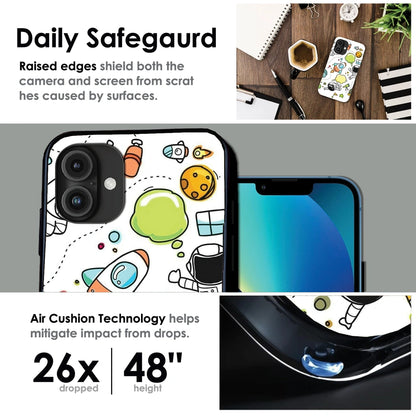 Cute Rocket & Galaxy - Glossy Metal Silicone Case For Apple iPhone Infographic