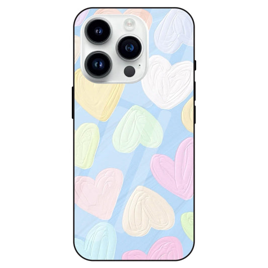 Pastel Hearts - Glass Cases For Apple iPhone Models