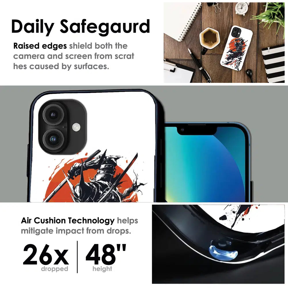Samurai Warrior Japanese Art - Glossy Metal Silicone Case For Apple iPhone Infographic