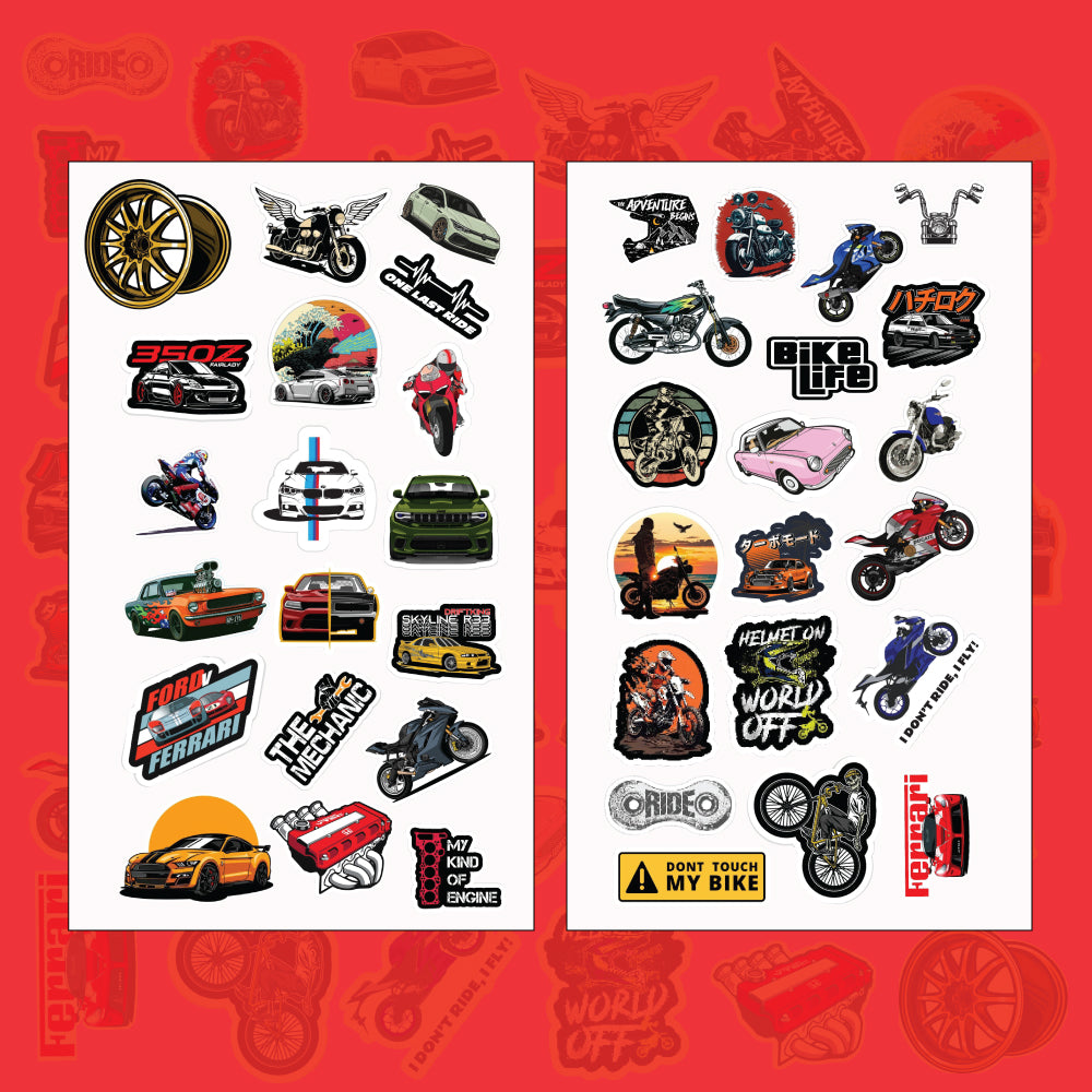 Car and Bike Sticker Bundle – 42 Waterproof Aesthetic Stickers for Phone Cases, Clear Covers, Journals, Scrapbooks & More