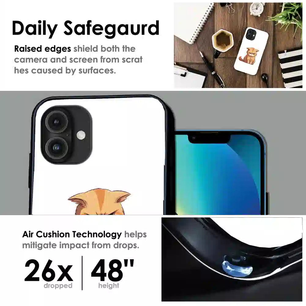 Grumpy Ginger Cat - Glossy Metal Silicone Case For Apple iPhone Infographic