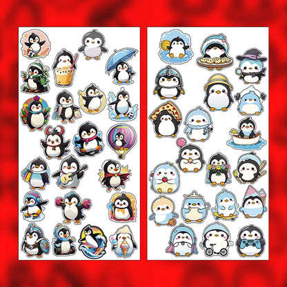 Pengiun – 42 Waterproof Aesthetic Stickers for Phone Cases, Clear Covers, Journals, Scrapbooks & More