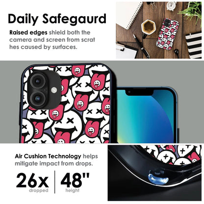 Funny Cartoon Faces - Glossy Metal Silicone Case For Apple iPhone Infographic