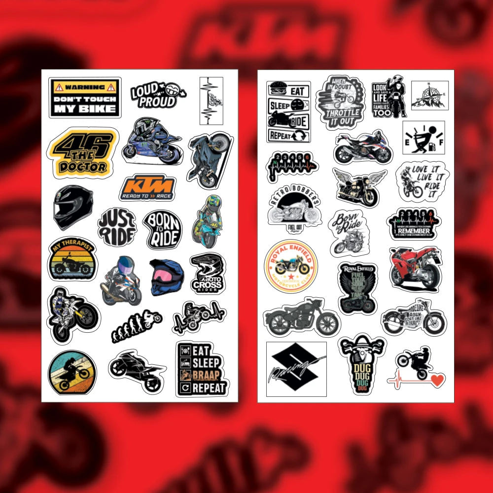 Bike Racing Stickers Pack – 41 Waterproof Motorcycle Stickers