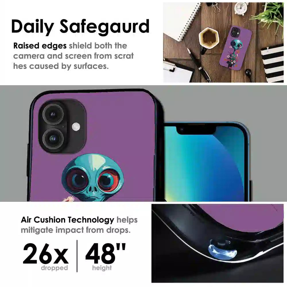 Floral Alien Fantasy - Glossy Metal Silicone Case For Apple iPhone Infographic