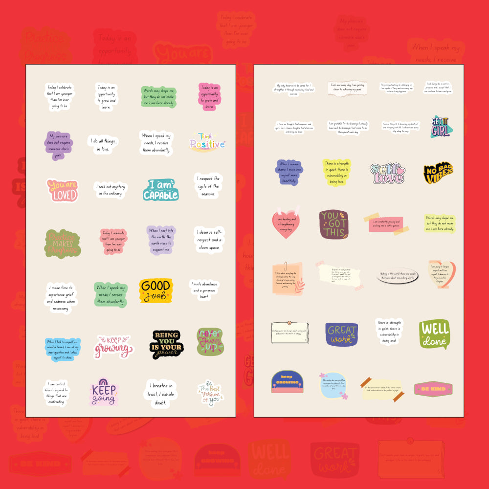 Motivational Sticker Bundle – 45 Waterproof Aesthetic Stickers for Phone Cases, Clear Covers, Journals, Scrapbooks & More