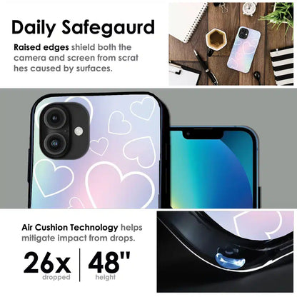 Pastel Heart Dream - Glossy Metal Silicone Case For Apple iPhone Infographic