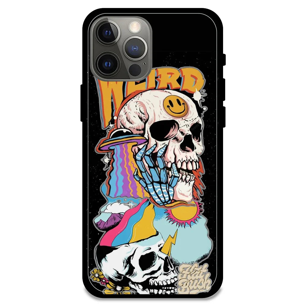 Weird Skull Graffiti - Glossy Metal Silicone Case For Apple iPhone Models- Apple iPhone 12 pro