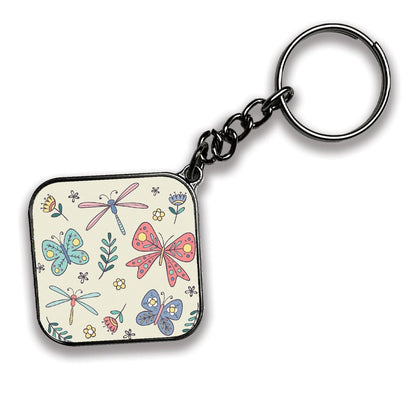 Butterfly - A Combo Of 4 Silver Border Keychains