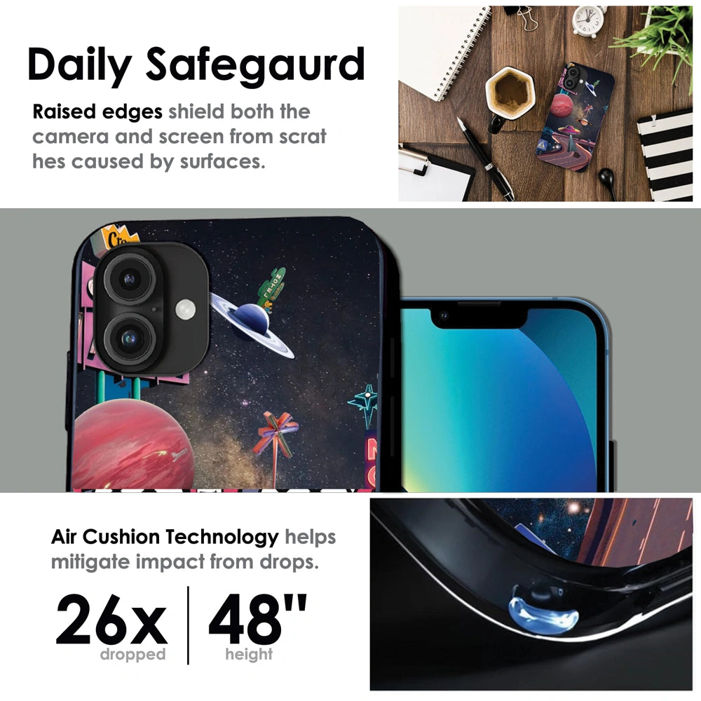 Cosmic Aesthetic - Glossy Metal Silicone Case For Apple iPhone Infographic