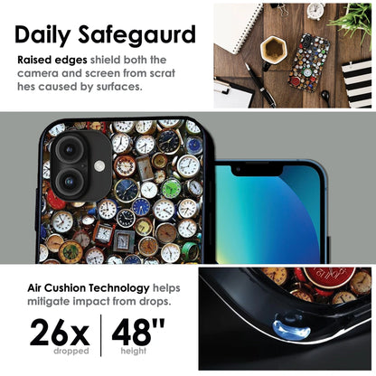 Retro Timepiece Pattern - Glossy Metal Silicone Case For Apple iPhone Infographic