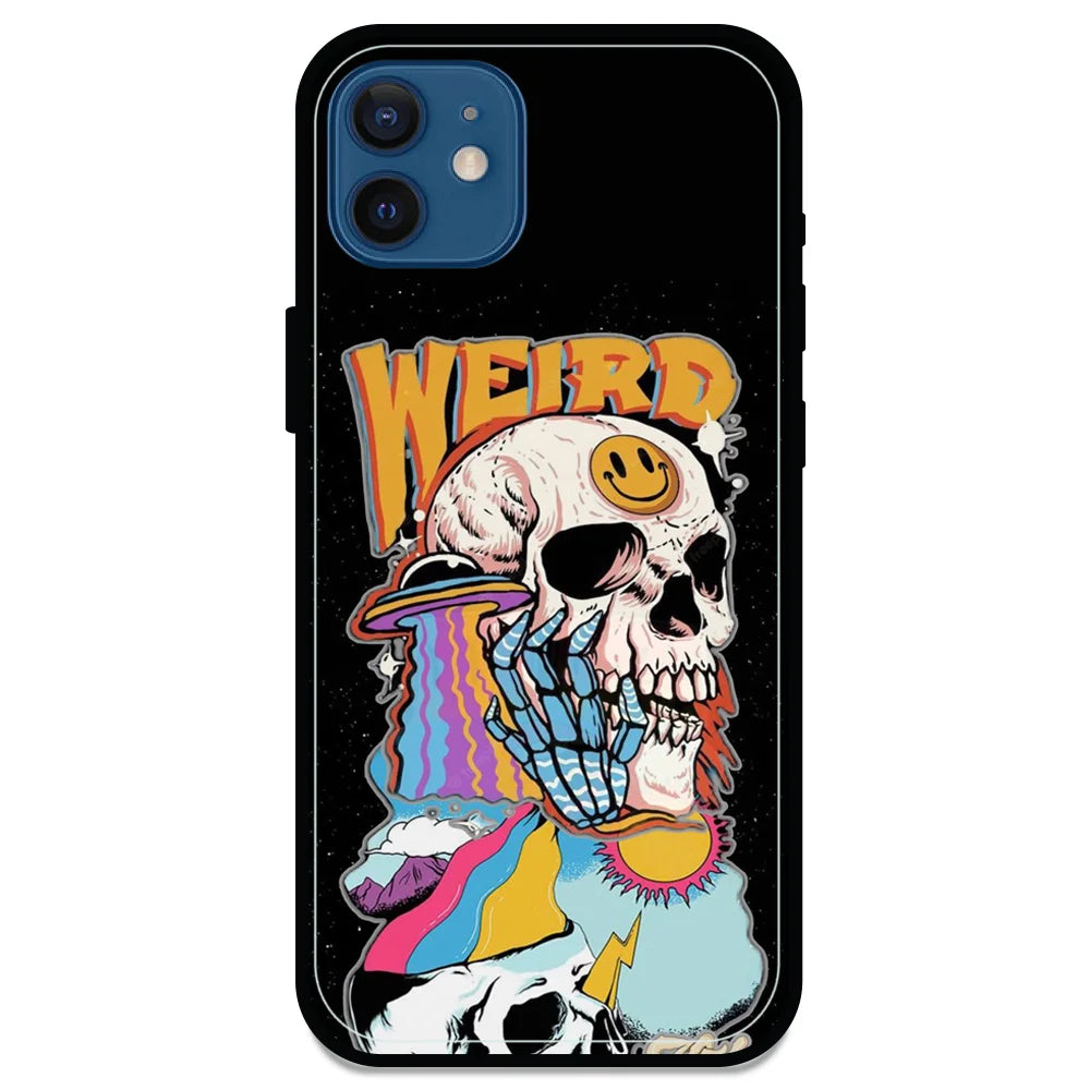 Weird Skull Graffiti - Glossy Metal Silicone Case For Apple iPhone Models- Apple iPhone 12