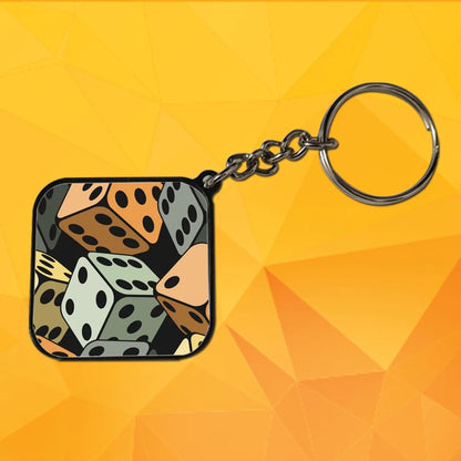 Dice - Keychain With Black Border (Pack Of 2)