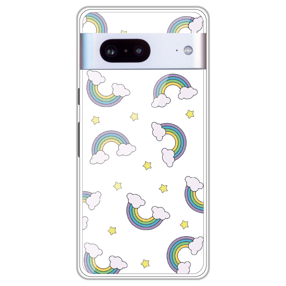 Rainbow With Clouds - Clear Printed Case For Google Models