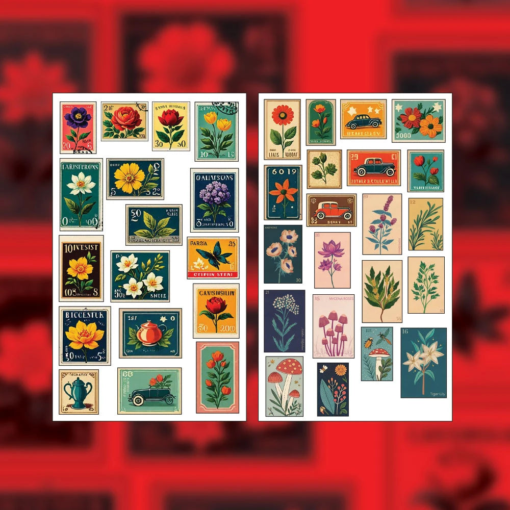 Vintage Floral Stickers Pack – 42+ Botanical Aesthetic Stickers