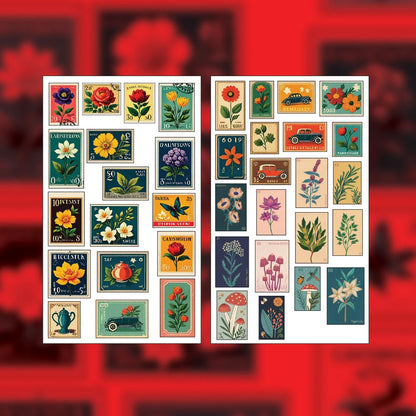 Vintage Floral Stickers Pack – 42+ Botanical Aesthetic Stickers