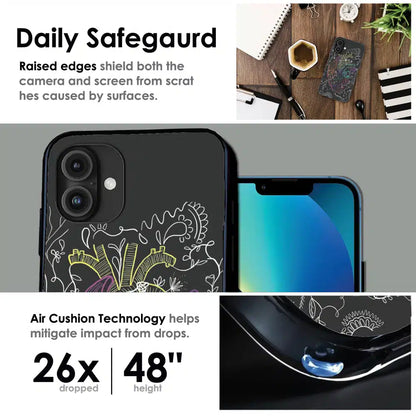Anatomical Heart Line Art - Glossy Metal Silicone Case For Apple iPhone Infographic