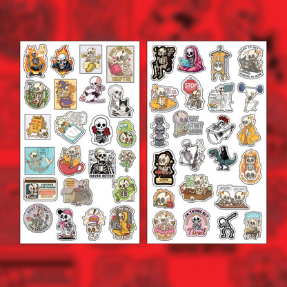 Skeleton Stickers Pack – 42+ Waterproof Goth Aesthetic Stickers