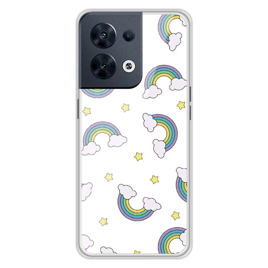 Rainbow With Clouds - Clear Printed Silicon Case For Oppo Models