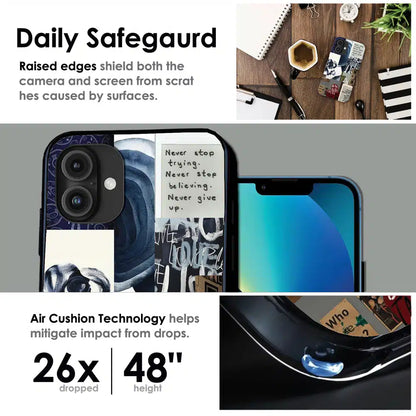 Blue Motivational Collage - Glossy Metal Silicone Case For Apple iPhone Infographic