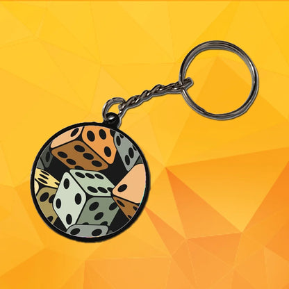 Dice - Keychain With Black Border (Pack Of 2)