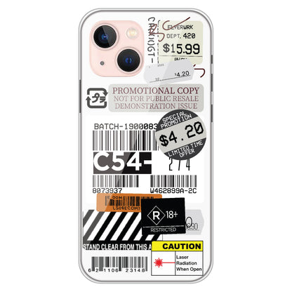 Labels - Clear Printed Case For iPhone Models iphone 13