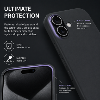 Black Liquid Silicone Case For Apple iPhone Models