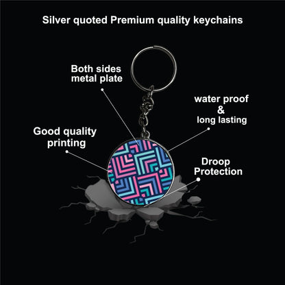 Geometric - A Combo Of 4 Silver Border Keychains