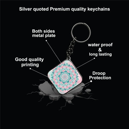 Mandala - A Combo Of 4 Silver Border Keychains Infographic