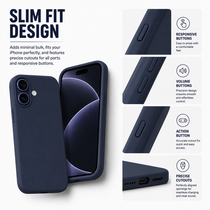 Storm Blue Liquid Silicone Case For Apple iPhone Models