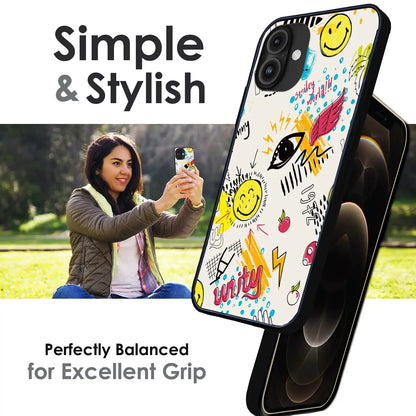 'Smiley Graffiti Pop - Glossy Metal Silicone Case For Apple iPhone Infographic