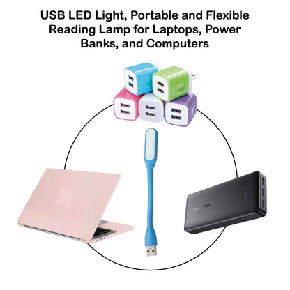 Pack of 2 USB LED Flexible Reading Lamp – Portable Plug & Play Night Light for Laptop, PC, Study, Travel Infographic