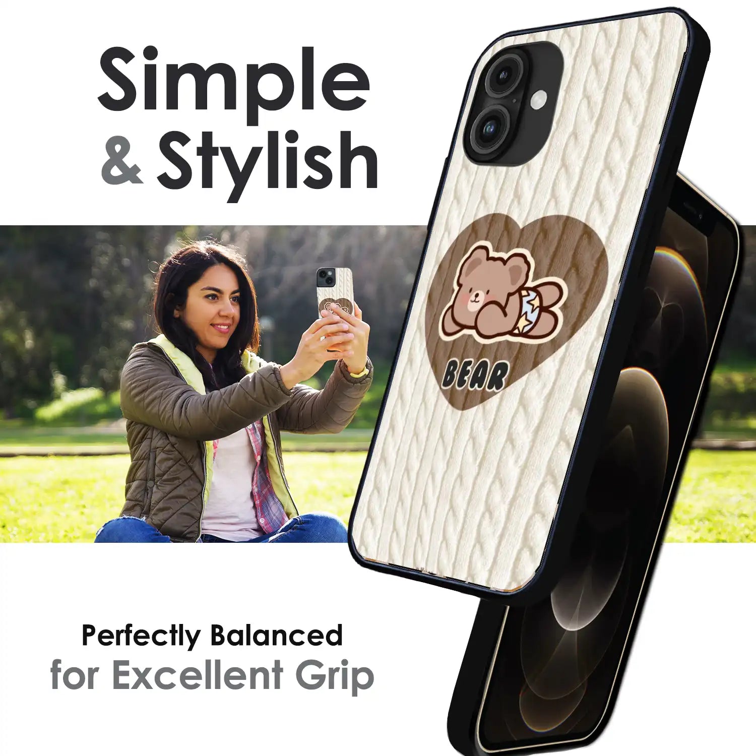Bear Heart - Glossy Metal Silicone Case For Apple iPhone Infographic