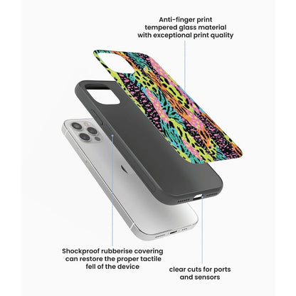 Colorful Artistic Paint Splash - Glass Case For Apple iPhone Infographic