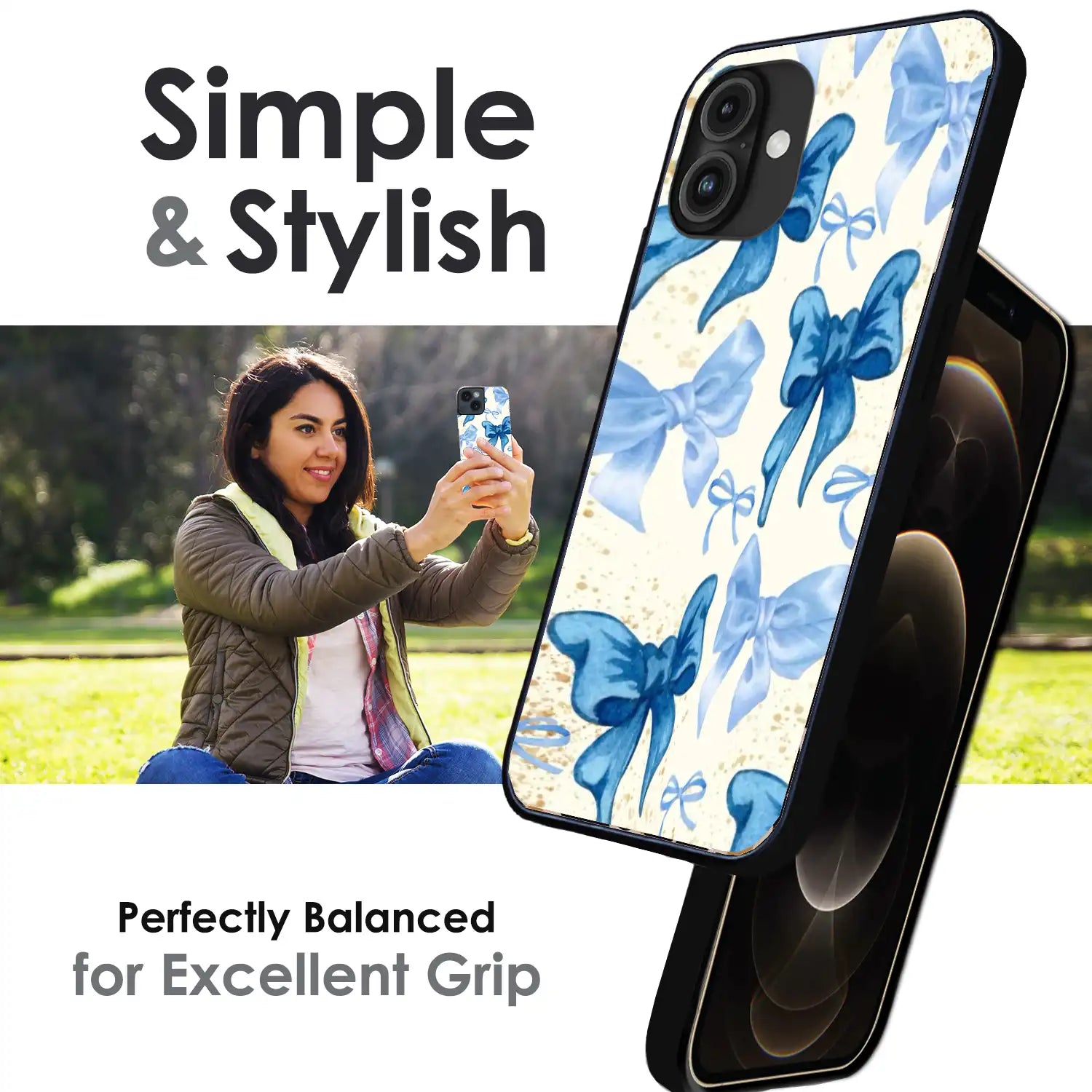 Soft Blue Bowcore - Glossy Metal Silicone Case For Apple iPhone Infographic