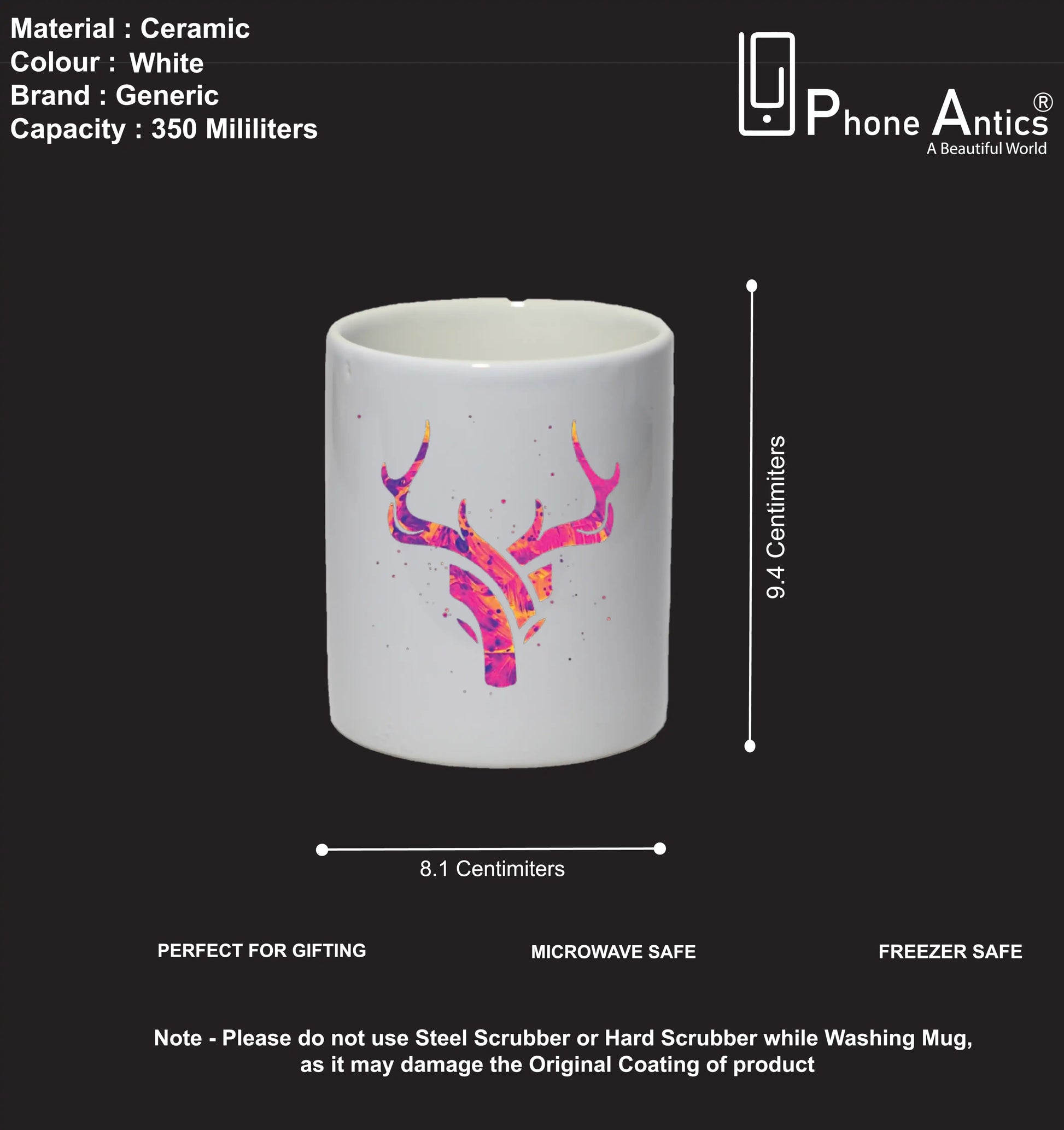 Neon Deer Antler - Mug Infographic