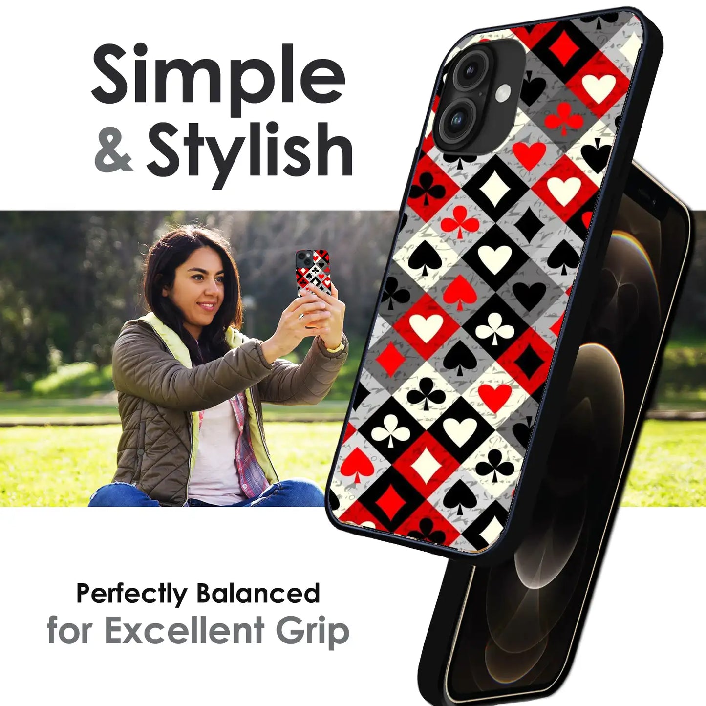 Classic Card Symbols - Glossy Metal Silicone Case For Apple iPhone Infographic