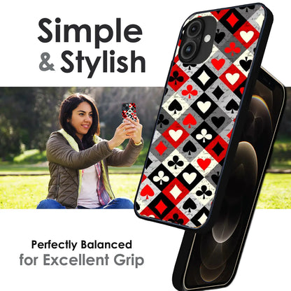 Classic Card Symbols - Glossy Metal Silicone Case For Apple iPhone Infographic