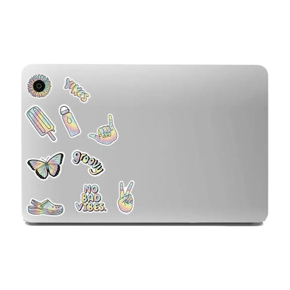 Holographic Themed Stickers on laptop