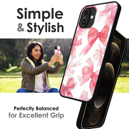 Cute Pink Bows - Glossy Metal Silicone Case For Apple iPhone Models