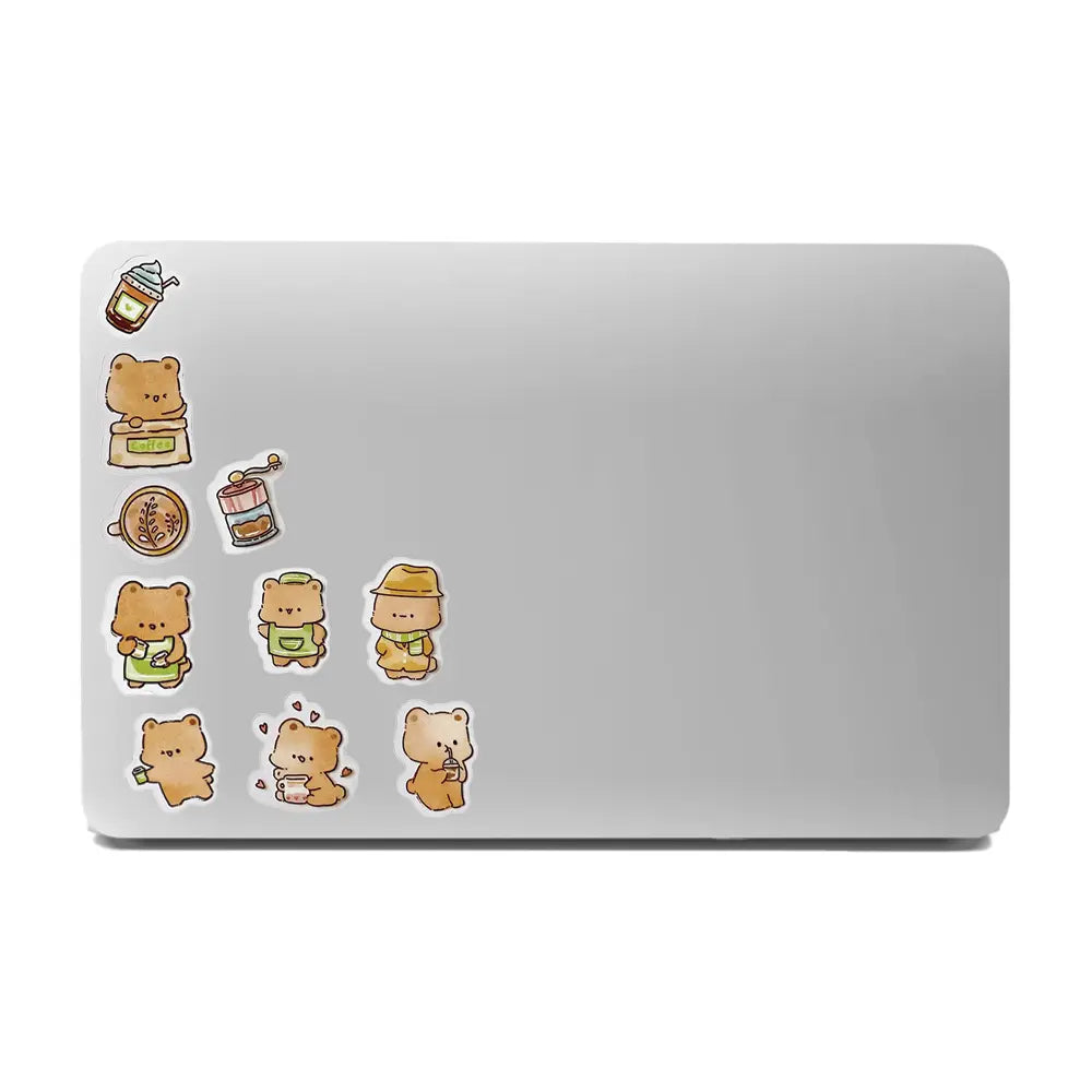 Brown Bears Themed Stickers on laptop