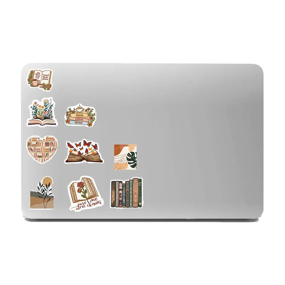 Books Themed Stickers on laptop