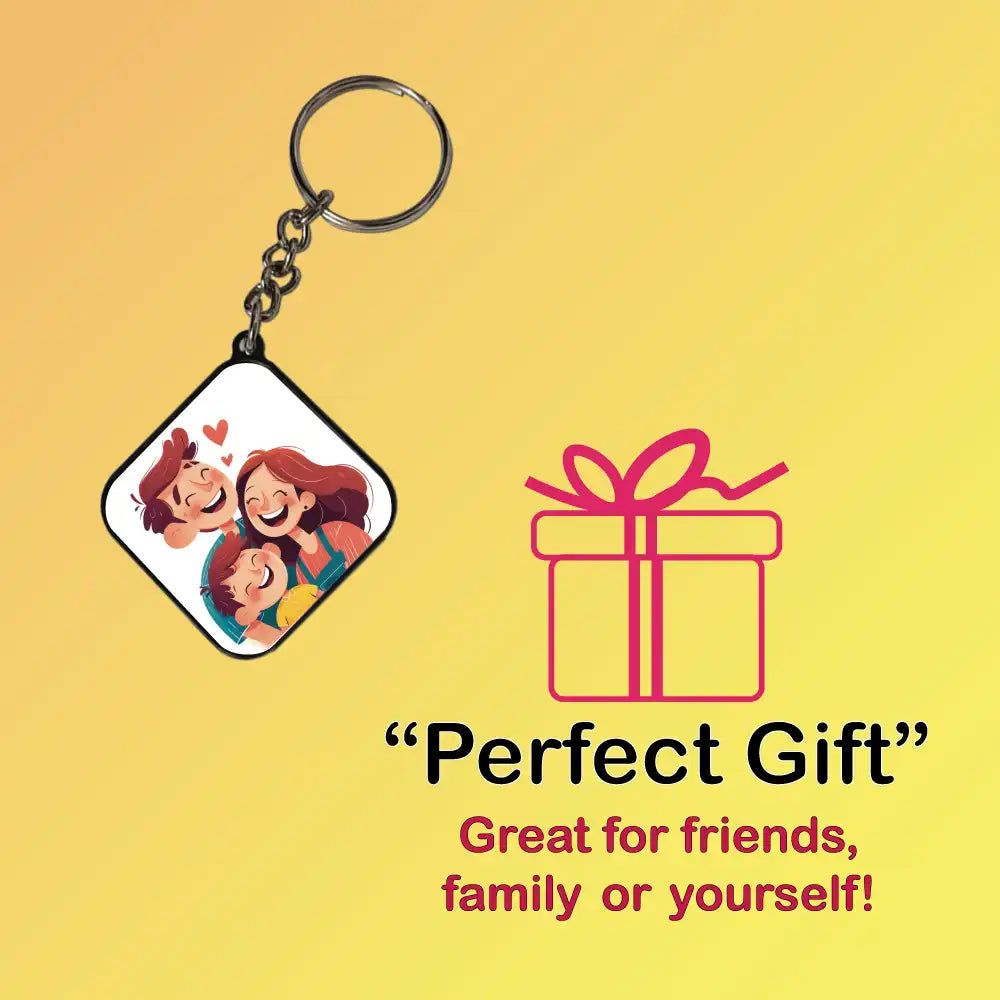Customize Your Own Keychain – Personalized Double-Sided Printed Keychain Black Square Infographic