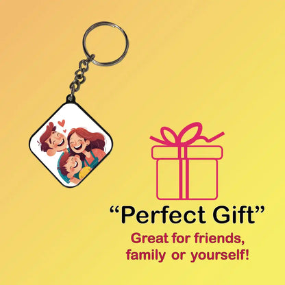 Customize Your Own Keychain – Personalized Double-Sided Printed Keychain Black Square Infographic