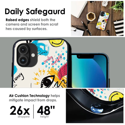 'Smiley Graffiti Pop - Glossy Metal Silicone Case For Apple iPhone Infographic