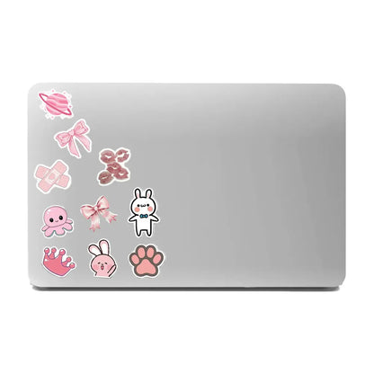 Couquette Themed Stickers on laptop